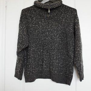 engbers grey zip turtleneck textured wool blend sweater size  L